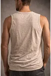 Erkek Flamlı Kumaş Kolsuz Atlet Günlük Fitness Spor T-shirt - Taş