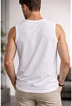 Erkek Flamlı Kumaş Kolsuz Atlet Günlük Fitness Spor T-shirt - Beyaz