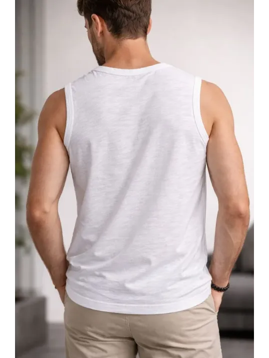 Erkek Flamlı Kumaş Sıfır Kolsuz Atlet Basic Spor Üst, Günlük Ve Fitness Kullanımına Uygun - Beyaz Erkek Flamlı Kumaş Sıfır Kolsuz Atlet Basic Spor Üst, Günlük Ve Fitness Kullanımına Uygun - Beyaz