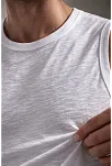 Erkek Flamlı Kumaş Kolsuz Atlet Günlük Fitness Spor T-shirt - Beyaz