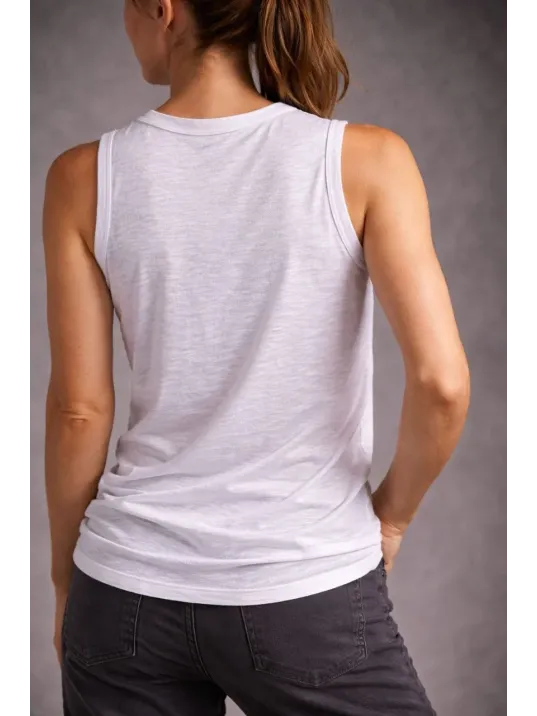 Kadın Flamlı Kumaş Sıfır Kolsuz Atlet Basic Spor Üst, Günlük Ve Fitness Kullanımına Uygun - Beyaz Kadın Flamlı Kumaş Sıfır Kolsuz Atlet Basic Spor Üst, Günlük Ve Fitness Kullanımına Uygun - Beyaz