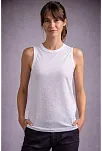 Kadın Flamlı Kumaş Kolsuz Atlet Günlük Fitness Spor T-shirt - Beyaz