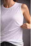 Kadın Flamlı Kumaş Kolsuz Atlet Günlük Fitness Spor T-shirt - Beyaz