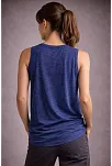 Kadın Flamlı Kumaş Kolsuz Atlet Günlük Fitness Spor T-shirt - İndigo