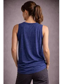 Kadın Flamlı Kumaş Kolsuz Atlet Günlük Fitness Spor T-shirt - İndigo