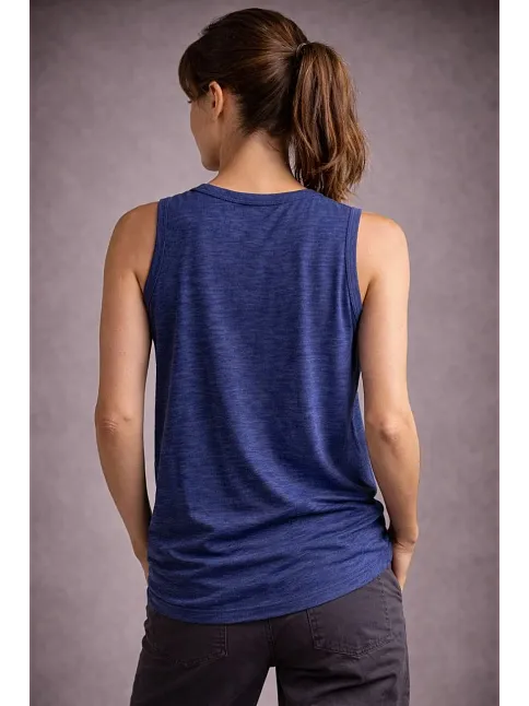 Kadın Flamlı Kumaş Kolsuz Atlet Günlük Fitness Spor T-shirt - İndigo