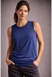 Kadın Flamlı Kumaş Kolsuz Atlet Günlük Fitness Spor T-shirt - İndigo