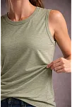 Kadın Flamlı Kumaş Kolsuz Atlet Günlük Fitness Spor T-shirt - Yeşili
