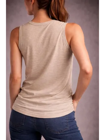 Kadın Flamlı Kumaş Sıfır Kolsuz Atlet Basic Spor Üst, Günlük Ve Fitness Kullanımına Uygun - Taş Kadın Flamlı Kumaş Sıfır Kolsuz Atlet Basic Spor Üst, Günlük Ve Fitness Kullanımına Uygun - Taş