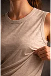 Kadın Flamlı Kumaş Kolsuz Atlet Günlük Fitness Spor T-shirt - Taş