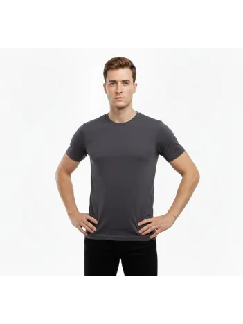 Erkek T-shirt Bisiklet Yaka Slim Fit Dar Kesim Likralı Tişört Günlük Basic Body - Füme Erkek T-shirt Bisiklet Yaka Slim Fit Dar Kesim Likralı Tişört Günlük Basic Body - Füme