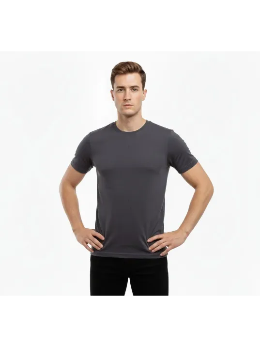 Erkek T-shirt Bisiklet Yaka Slim Fit Dar Kesim Likralı Tişört Günlük Basic Body - Füme Erkek T-shirt Bisiklet Yaka Slim Fit Dar Kesim Likralı Tişört Günlük Basic Body - Füme