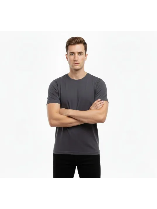 Erkek T-shirt Bisiklet Yaka Slim Fit Dar Kesim Likralı Tişört Günlük Basic Body - Füme Erkek T-shirt Bisiklet Yaka Slim Fit Dar Kesim Likralı Tişört Günlük Basic Body - Füme