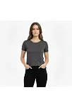 Kadın T-shirt Bisiklet Yaka Slim Fit Likralı Tişört Günlük Basic Body - Füme