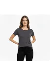 Kadın T-shirt Bisiklet Yaka Slim Fit Likralı Tişört Günlük Basic Body - Füme