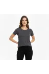 Kadın T-shirt Bisiklet Yaka Slim Fit Likralı Tişört Günlük Basic Body - Füme Kadın T-shirt Bisiklet Yaka Slim Fit Likralı Tişört Günlük Basic Body - Füme