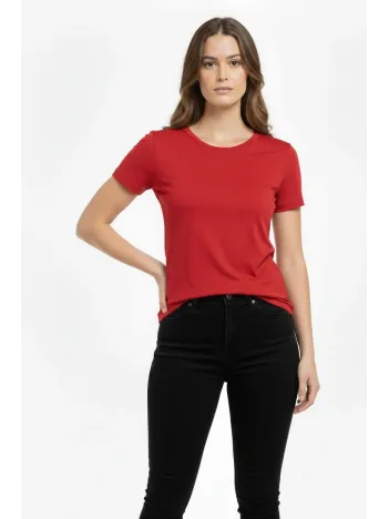 Kadın T-shirt Bisiklet Yaka Slim Fit Likralı Tişört Günlük Basic Body - Kırmızı Kadın T-shirt Bisiklet Yaka Slim Fit Likralı Tişört Günlük Basic Body - Kırmızı