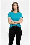 Kadın T-shirt Bisiklet Yaka Slim Fit Likralı Tişört Günlük Basic Body - Turkuvaz