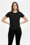 Kadın T-shirt Bisiklet Yaka Slim Fit Likralı Tişört Günlük Basic Body - Siyah Kadın T-shirt Bisiklet Yaka Slim Fit Likralı Tişört Günlük Basic Body - Siyah