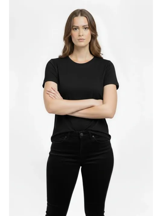 Kadın T-shirt Bisiklet Yaka Slim Fit Likralı Tişört Günlük Basic Body - Siyah Kadın T-shirt Bisiklet Yaka Slim Fit Likralı Tişört Günlük Basic Body - Siyah