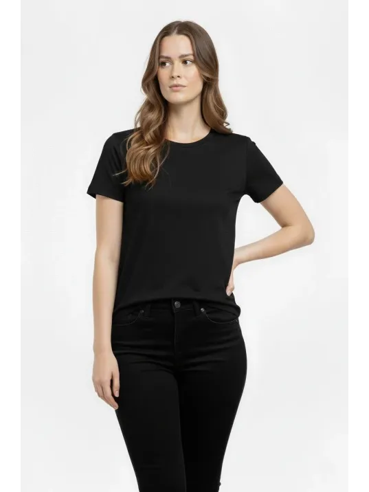 Kadın T-shirt Bisiklet Yaka Slim Fit Likralı Tişört Günlük Basic Body - Siyah Kadın T-shirt Bisiklet Yaka Slim Fit Likralı Tişört Günlük Basic Body - Siyah