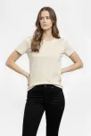 Kadın T-shirt Bisiklet Yaka Slim Fit Likralı Tişört Günlük Basic Body - Taş