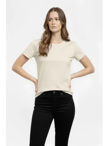 Kadın T-shirt Bisiklet Yaka Slim Fit Likralı Tişört Günlük Basic Body - Taş Kadın T-shirt Bisiklet Yaka Slim Fit Likralı Tişört Günlük Basic Body - Taş