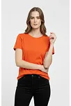 Kadın T-shirt Bisiklet Yaka Slim Fit Likralı Tişört Günlük Basic Body - Turuncu