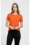 Kadın T-shirt Bisiklet Yaka Slim Fit Likralı Tişört Günlük Basic Body - Turuncu