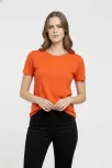 Kadın T-shirt Bisiklet Yaka Slim Fit Likralı Tişört Günlük Basic Body - Turuncu Kadın T-shirt Bisiklet Yaka Slim Fit Likralı Tişört Günlük Basic Body - Turuncu