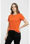 Kadın T-shirt Bisiklet Yaka Slim Fit Likralı Tişört Günlük Basic Body - Turuncu