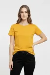Kadın T-shirt Bisiklet Yaka Slim Fit Likralı Tişört Günlük Basic Body - Sarı