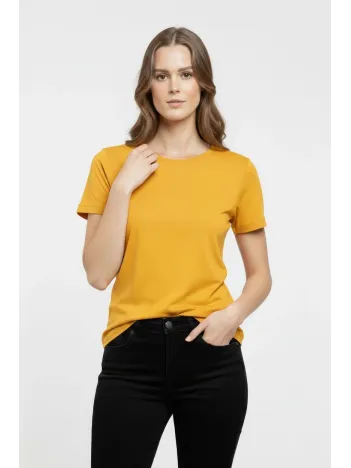 Kadın T-shirt Bisiklet Yaka Slim Fit Likralı Tişört Günlük Basic Body - Sarı Kadın T-shirt Bisiklet Yaka Slim Fit Likralı Tişört Günlük Basic Body - Sarı