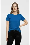 Kadın T-shirt Bisiklet Yaka Slim Fit Likralı Tişört Günlük Basic Body - İndigo