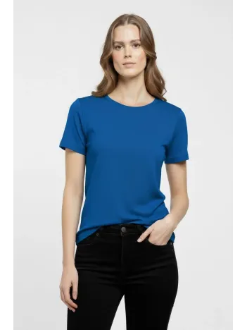 Kadın T-shirt Bisiklet Yaka Slim Fit Likralı Tişört Günlük Basic Body - İndigo Kadın T-shirt Bisiklet Yaka Slim Fit Likralı Tişört Günlük Basic Body - İndigo