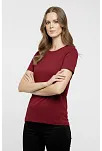 Kadın T-shirt Bisiklet Yaka Slim Fit Likralı Tişört Günlük Basic Body - Bordo