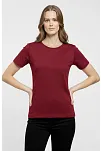 Kadın T-shirt Bisiklet Yaka Slim Fit Likralı Tişört Günlük Basic Body - Bordo