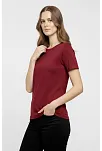 Kadın T-shirt Bisiklet Yaka Slim Fit Likralı Tişört Günlük Basic Body - Bordo