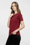 Kadın T-shirt Bisiklet Yaka Slim Fit Likralı Tişört Günlük Basic Body - Bordo