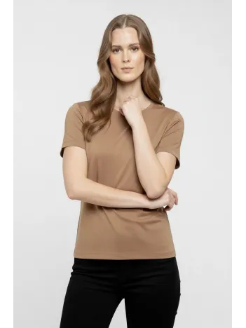 Kadın T-shirt Bisiklet Yaka Slim Fit Likralı Tişört Günlük Basic Body - Kahverengi Kadın T-shirt Bisiklet Yaka Slim Fit Likralı Tişört Günlük Basic Body - Kahverengi