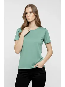 Kadın T-shirt Bisiklet Yaka Slim Fit Likralı Tişört Günlük Basic Body - Mint Yeşili