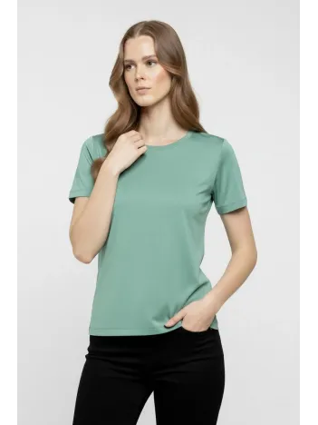 Kadın T-shirt Bisiklet Yaka Slim Fit Likralı Tişört Günlük Basic Body - Mint Yeşili