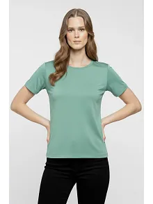 Kadın T-shirt Bisiklet Yaka Slim Fit Likralı Tişört Günlük Basic Body - Mint Yeşili