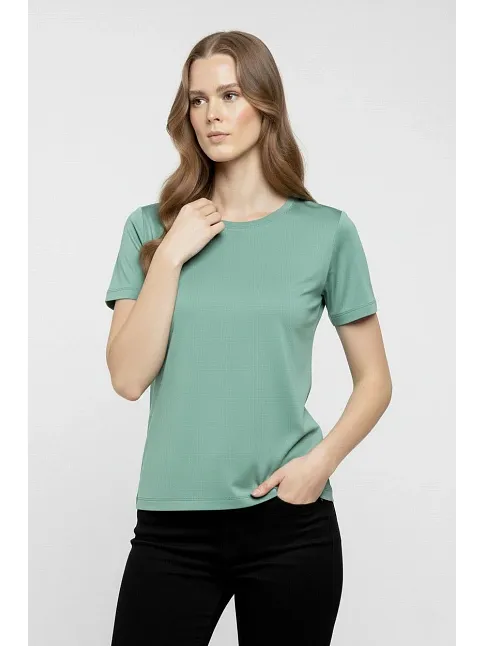 Kadın T-shirt Bisiklet Yaka Slim Fit Likralı Tişört Günlük Basic Body - Mint Yeşili