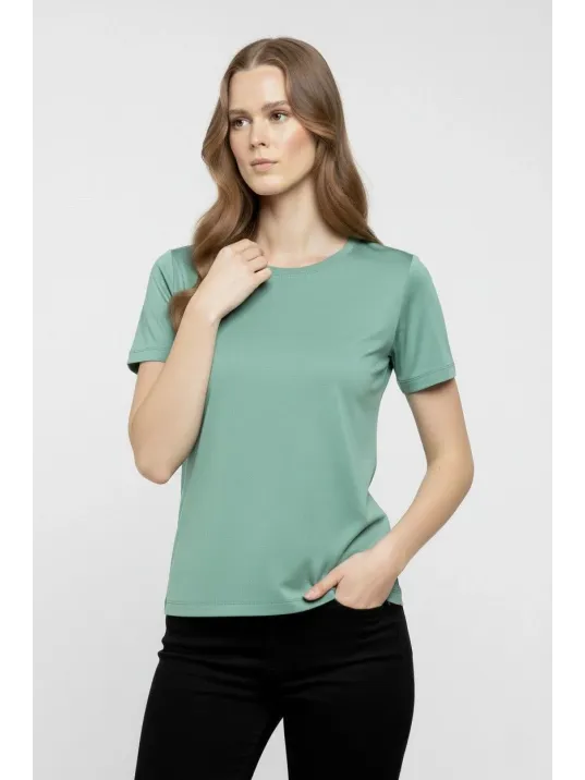 Kadın T-shirt Bisiklet Yaka Slim Fit Likralı Tişört Günlük Basic Body - Mint Yeşili Kadın T-shirt Bisiklet Yaka Slim Fit Likralı Tişört Günlük Basic Body - Mint Yeşili