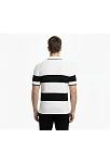 Erkek T-shirt Çizgili Triko Dokuma Kumaş Polo Yaka Yarım Fermuarlı Regular Kalıp Tişört - Beyaz
