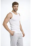 Erkek Spor Fitilli Kaşkorse Arka Basklı Atlet 3'lü Set Beyaz-siyah-kahverengi