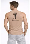Erkek Spor Fitilli Kaşkorse Arka Basklı Atlet 3'lü Set Beyaz-siyah-kahverengi