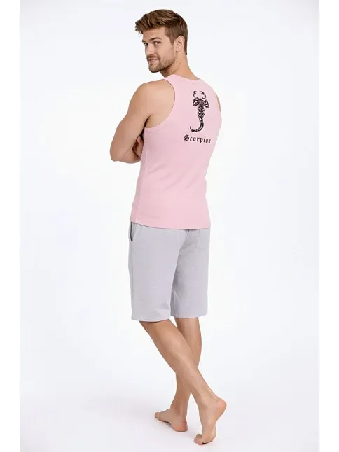 Erkek Spor Fitilli Kaşkorse Arka Basklı Atlet 3'lü Set Mint Yeşili-pembe-bebek Mavisi