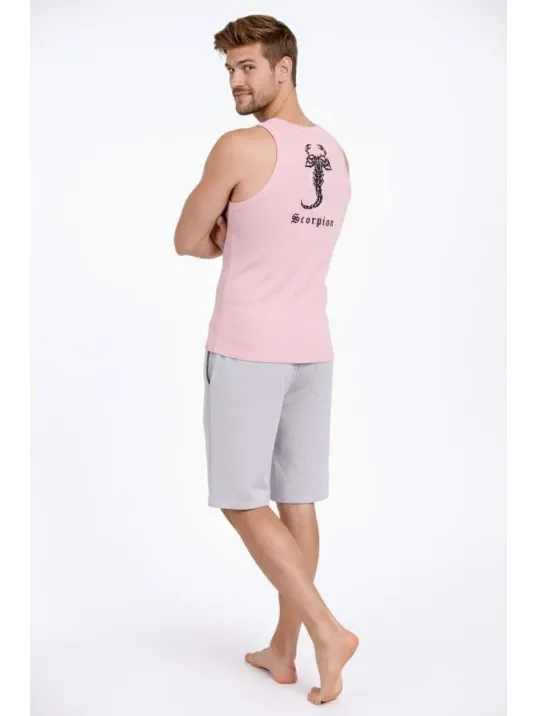 Erkek Spor Fitilli Kaşkorse Arka Basklı Atlet 3'lü Set Mint Yeşili-pembe-bebek Mavisi